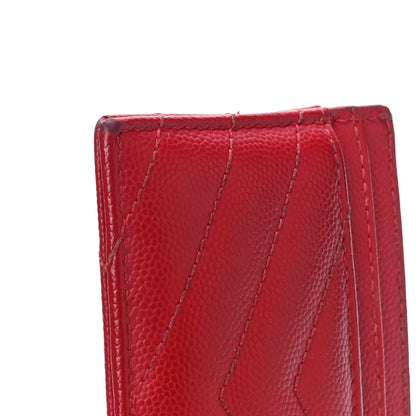 Saint Laurent Grain De Poudre Matelasse Chevron Monogram Credit Card Case New Red 16 of 18