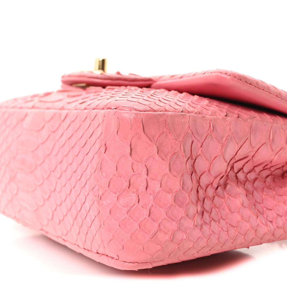 Chanel Snakeskin Mini Rectangular Flap Dark Pink 10 of 10