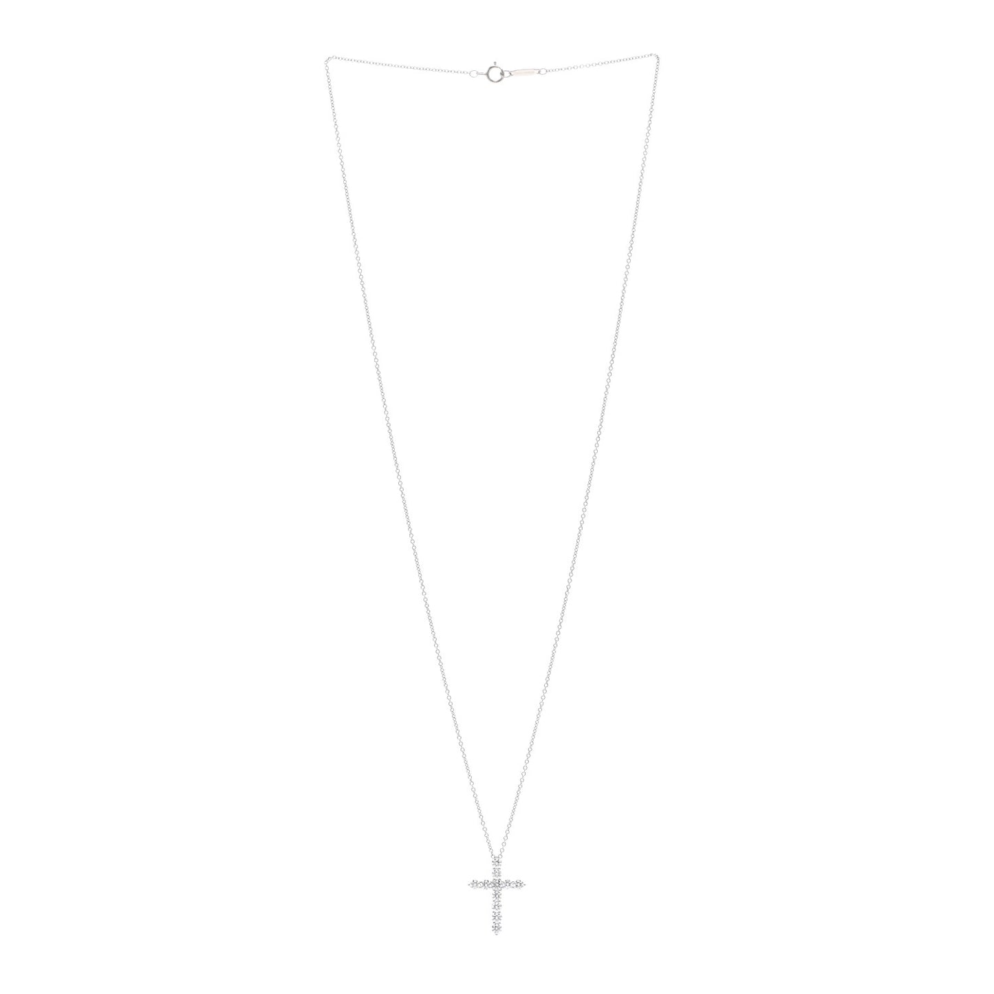 Platinum Diamond Medium Cross Pendant Necklace