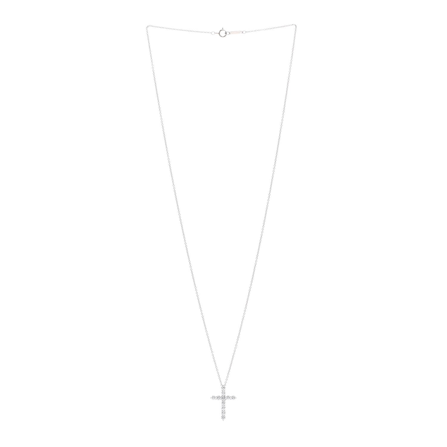 Tiffany Platinum Diamond Medium Cross Pendant Necklace 3 of 5