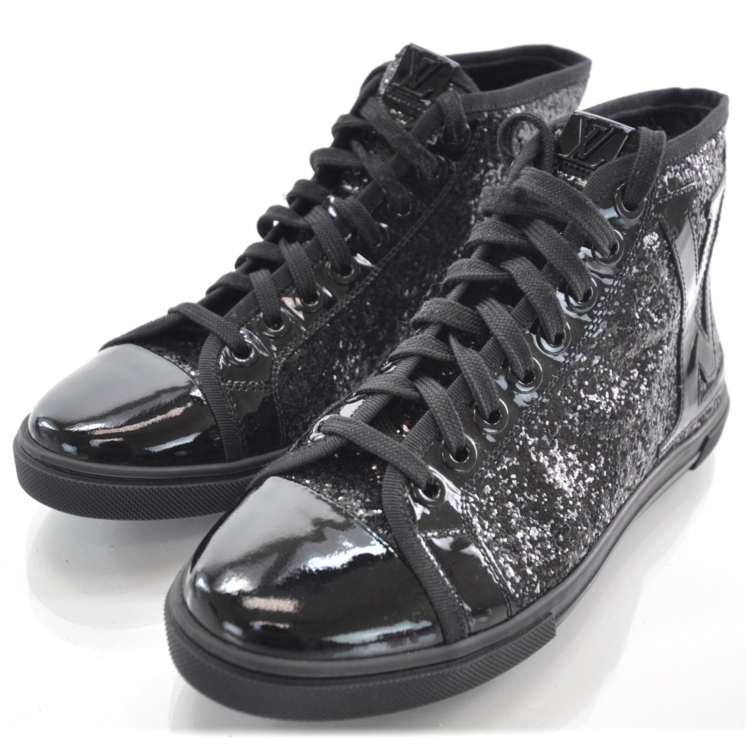 Louis Vuitton Glitter Punchy High Top Sneakers 36 Black 2 of 6