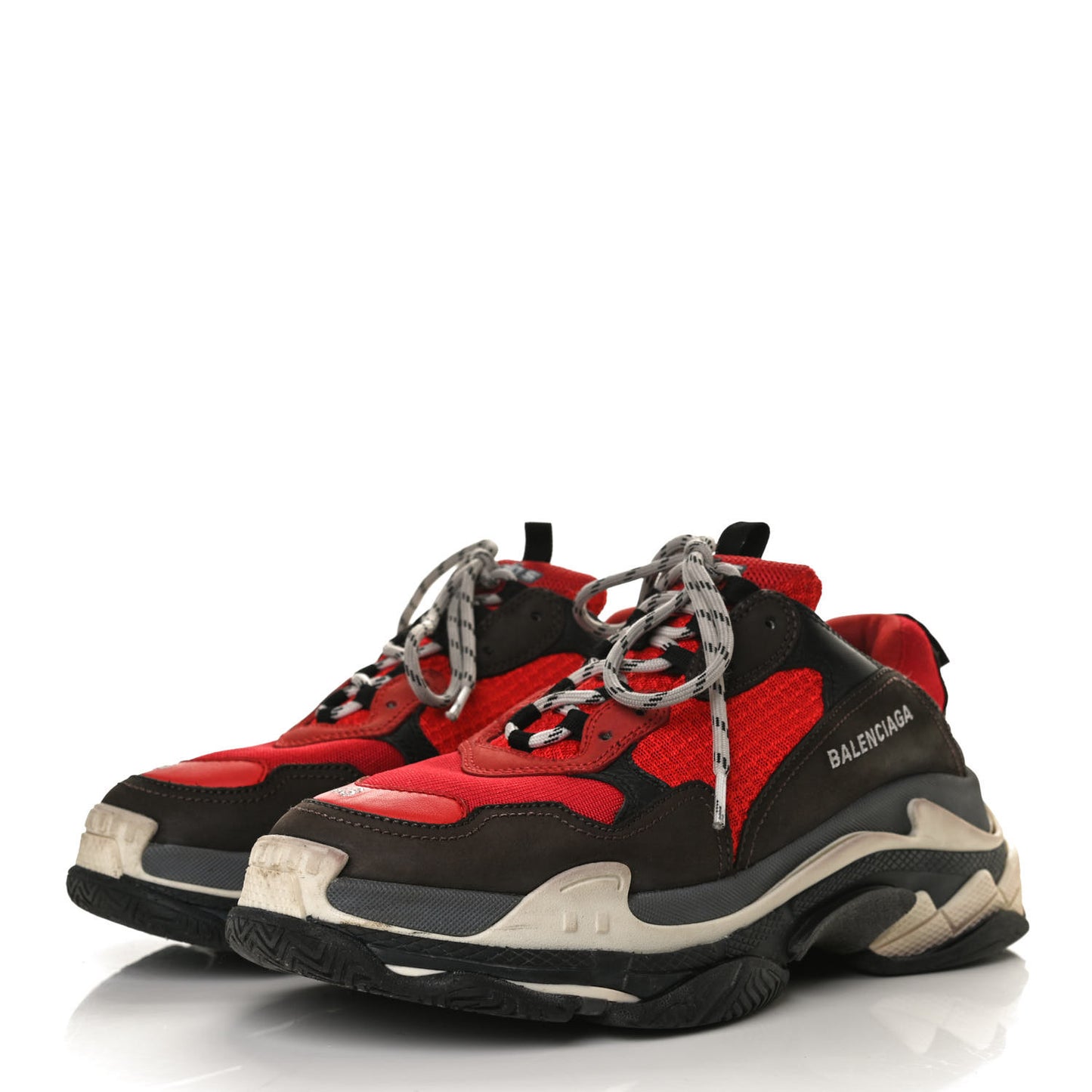Fabric Mesh Mens Triple S Sneakers 43 Rouge Black