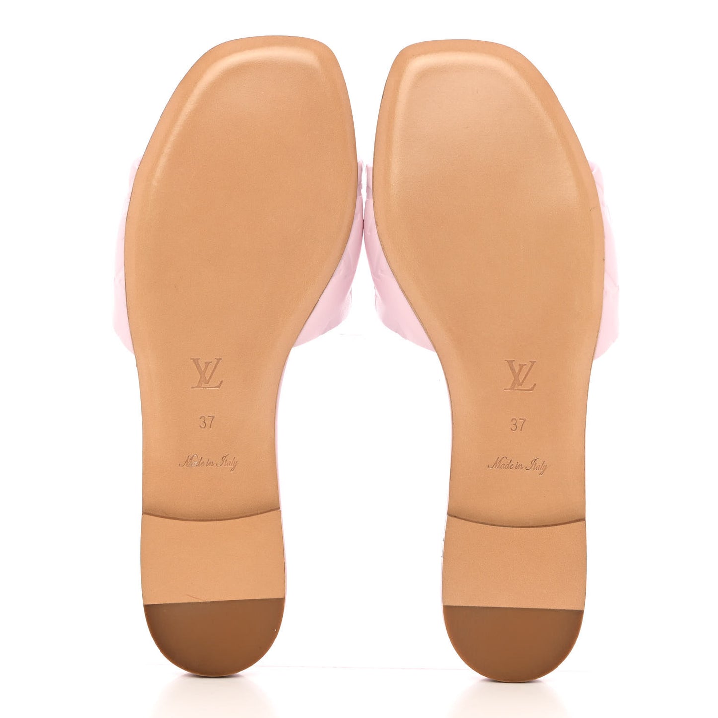 Lambskin Embossed Monogram Revival Flat Mules 37 Rose Clair