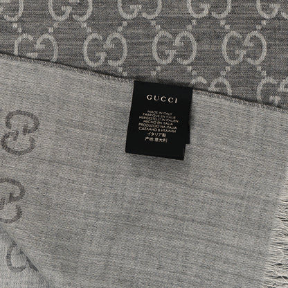 Gucci Wool Silk GG Monogram GGNat Scarf Lead 3 of 4