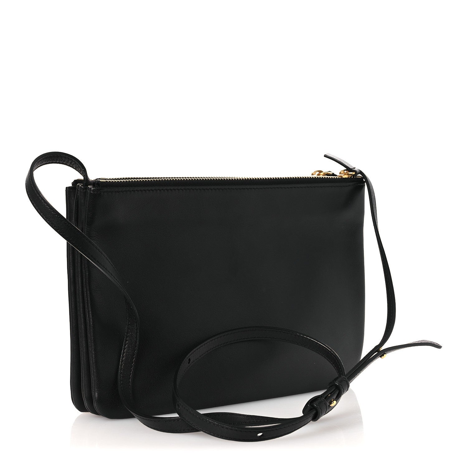Celine Lambskin Large Trio Crossbody Bag Black 1884686 – FASHIONPHILE