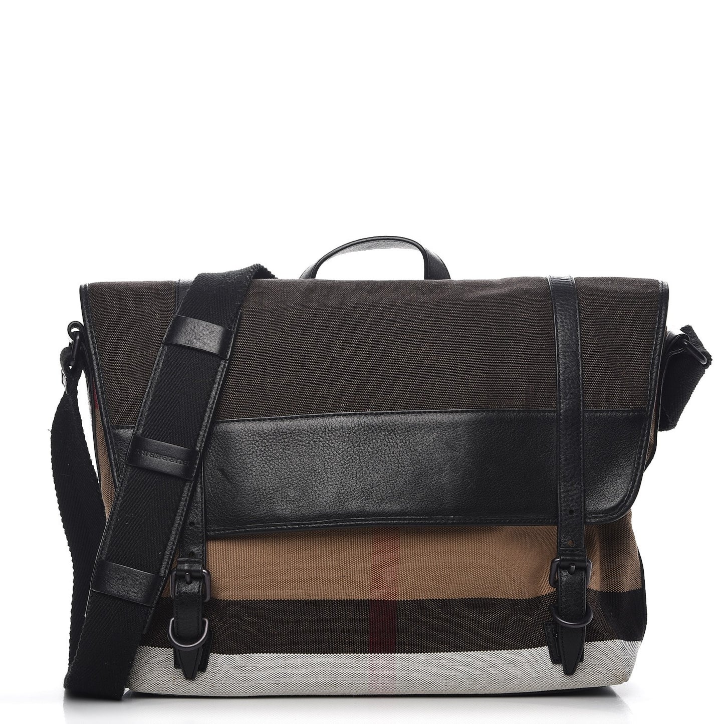Brit Canvas Mega Check Grainy Calfskin Messenger Bag