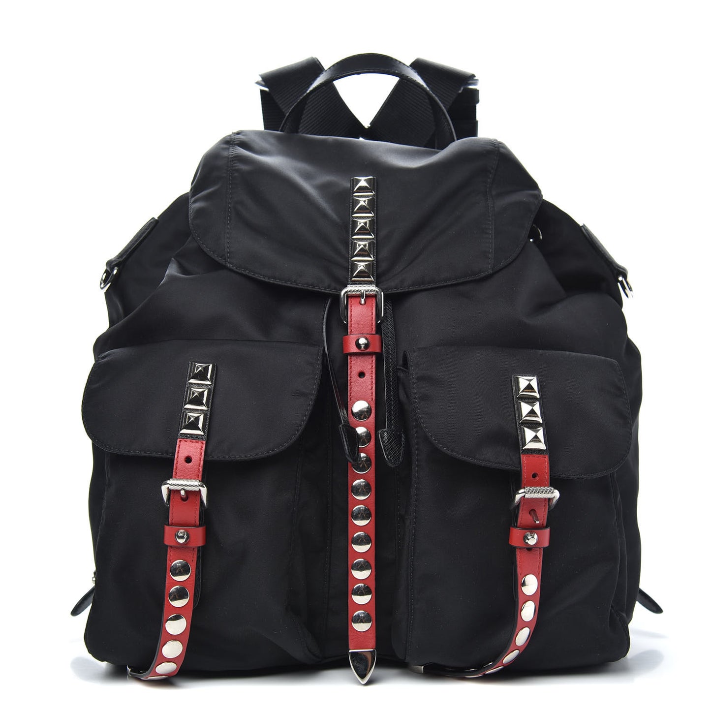 Nylon New Vela Studded Backpack Black Fuoco