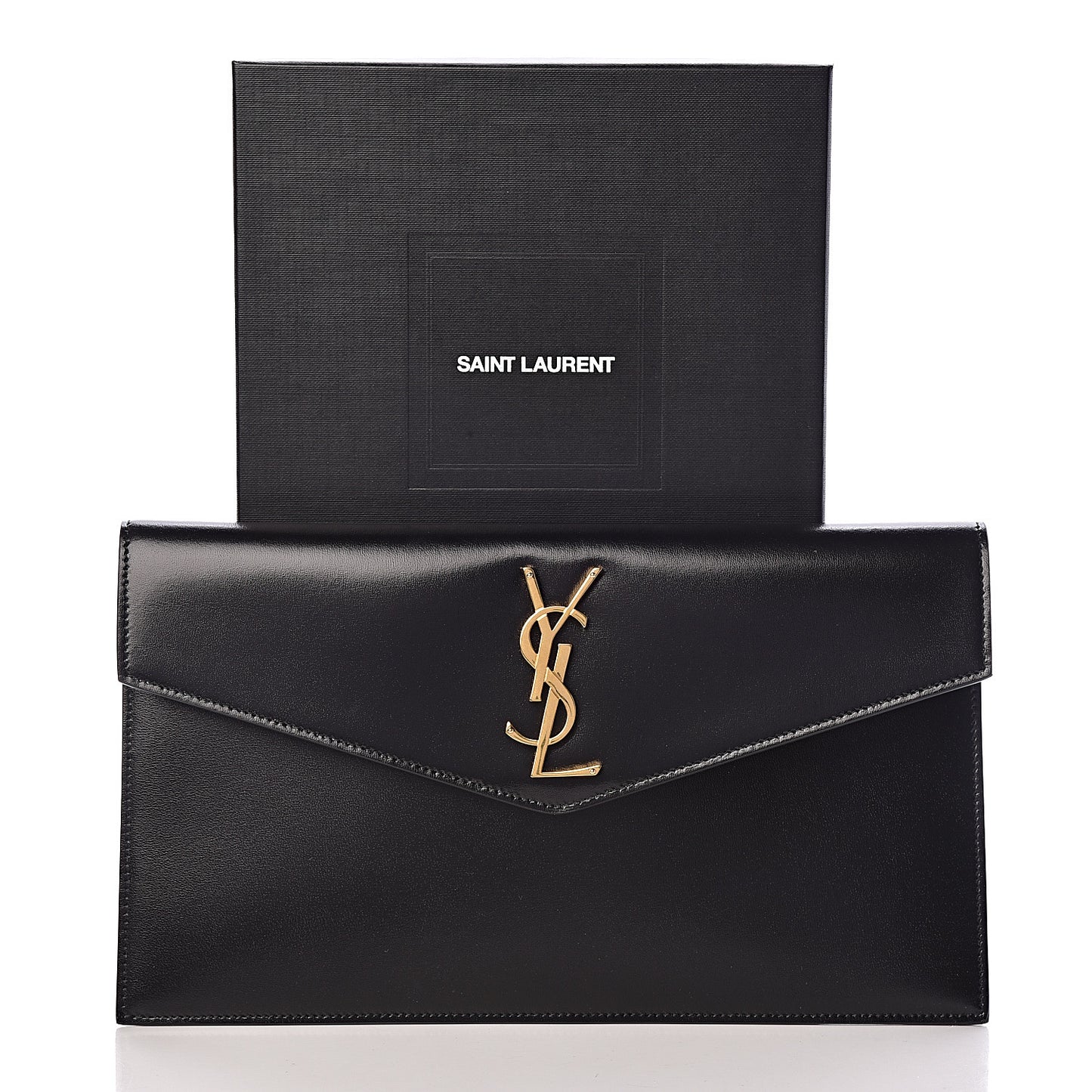 Smooth Shiny Calfskin Monogram Uptown Pouch Black