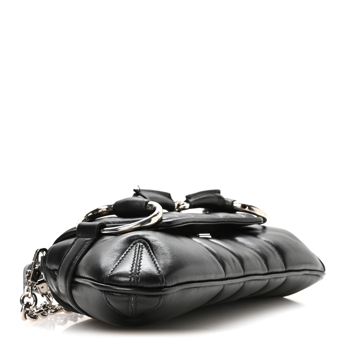 Gucci Nappa Vertical Matelasse Small Maxi Horsebit Chain Shoulder Bag Black 4 of 12