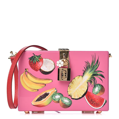 Dolce & Gabbana Acrylic Fruit Print Dolce Box Clutch Pink 1 of 9