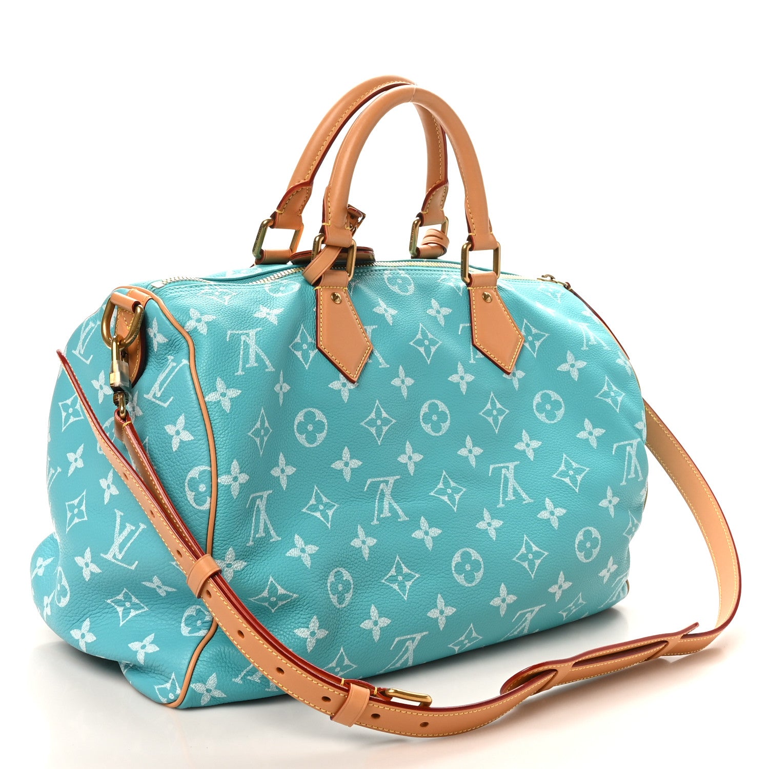 Louis Vuitton Calfskin Monogram Speedy P9 Bandouliere 40 Turquoise 4 of 10