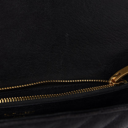 Saint Laurent Sheepskin Matelasse Chevron Monogram Large College Satchel Black 7 of 9