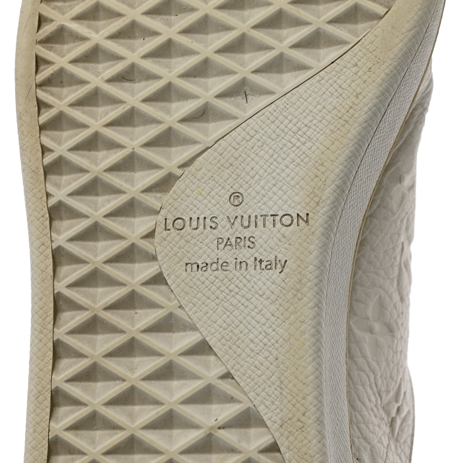 Louis Vuitton Grained Calfskin Embossed Monogram Mens Luxembourg Sneakers 10.5 White 8 of 11
