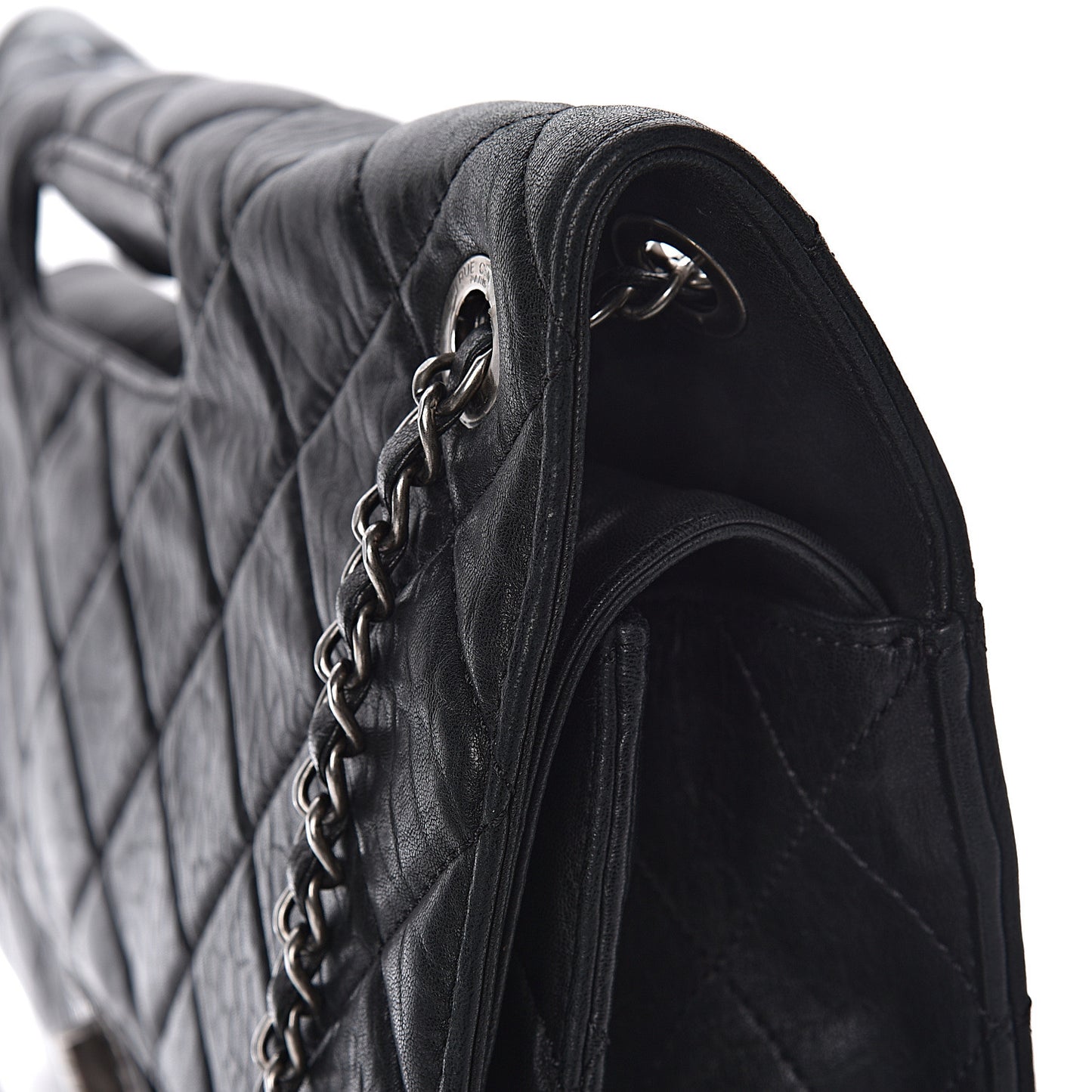 Washed Lambskin Maxi Take Away Flap Bag Black