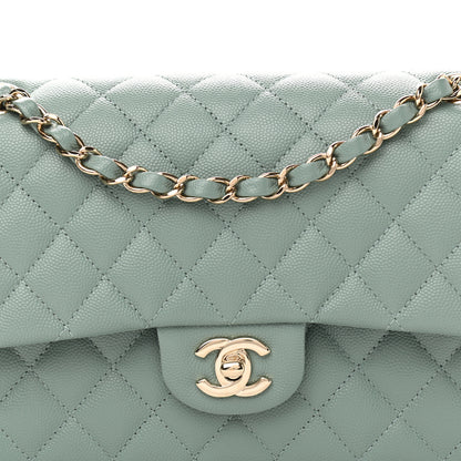 Chanel Caviar Quilted Medium Double Flap Green 9 of 10