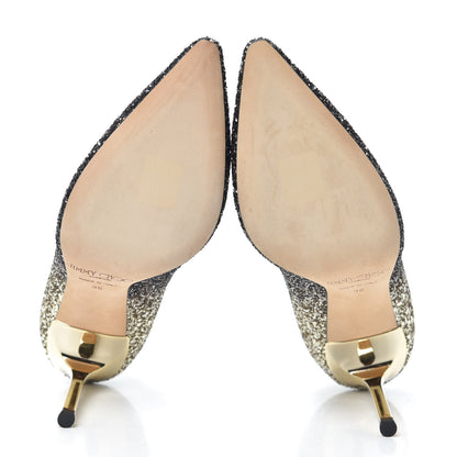 Jimmy Choo Coarse Glitter Degrade Pointy Toe Romy 100 Pumps 36 Navy Silver 7 of 7