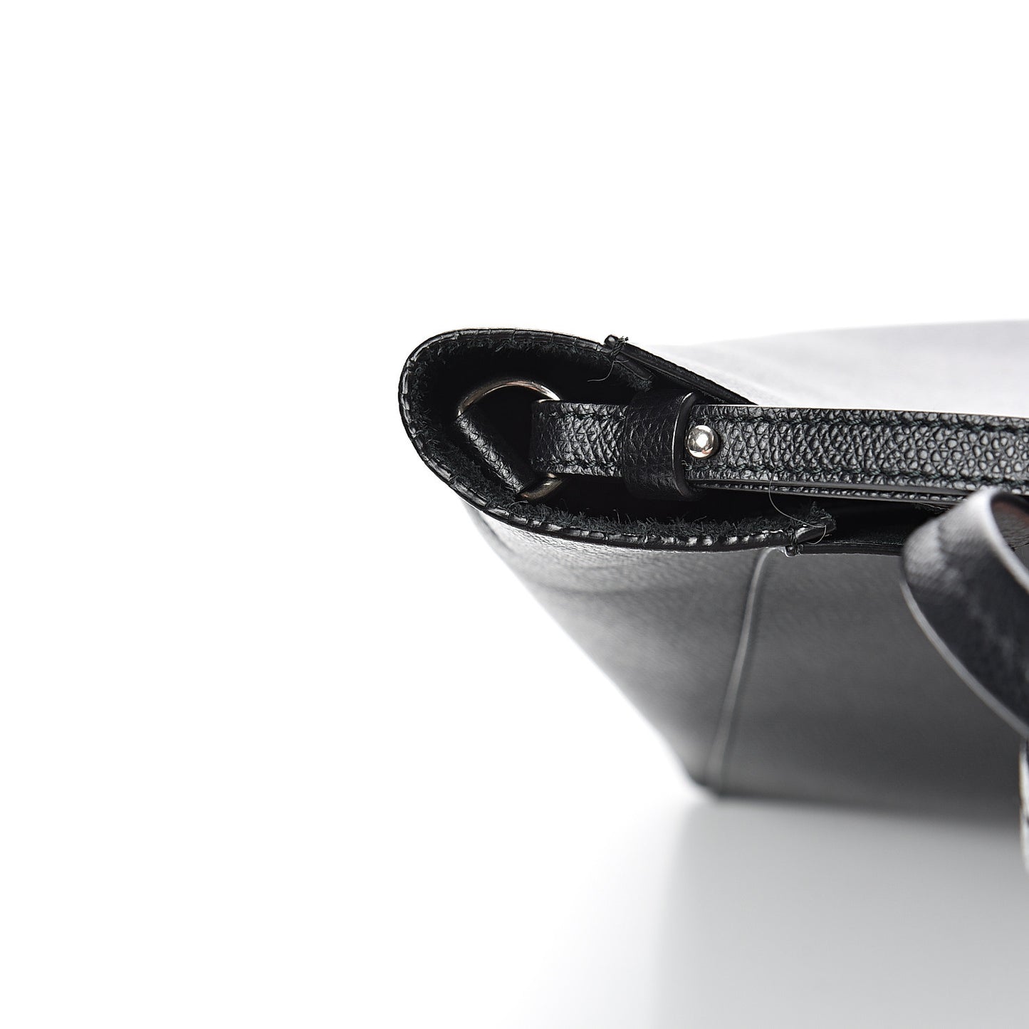 Grained Calfskin Small Vertical Cabas Black