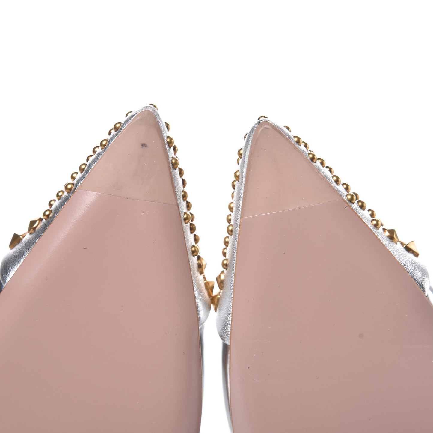 Metallic Nappa Studded Glow Light T-Strap Pumps 39 Silver