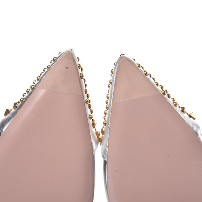 Gucci Metallic Nappa Studded Glow Light T-Strap Pumps 39 Silver 8 of 9