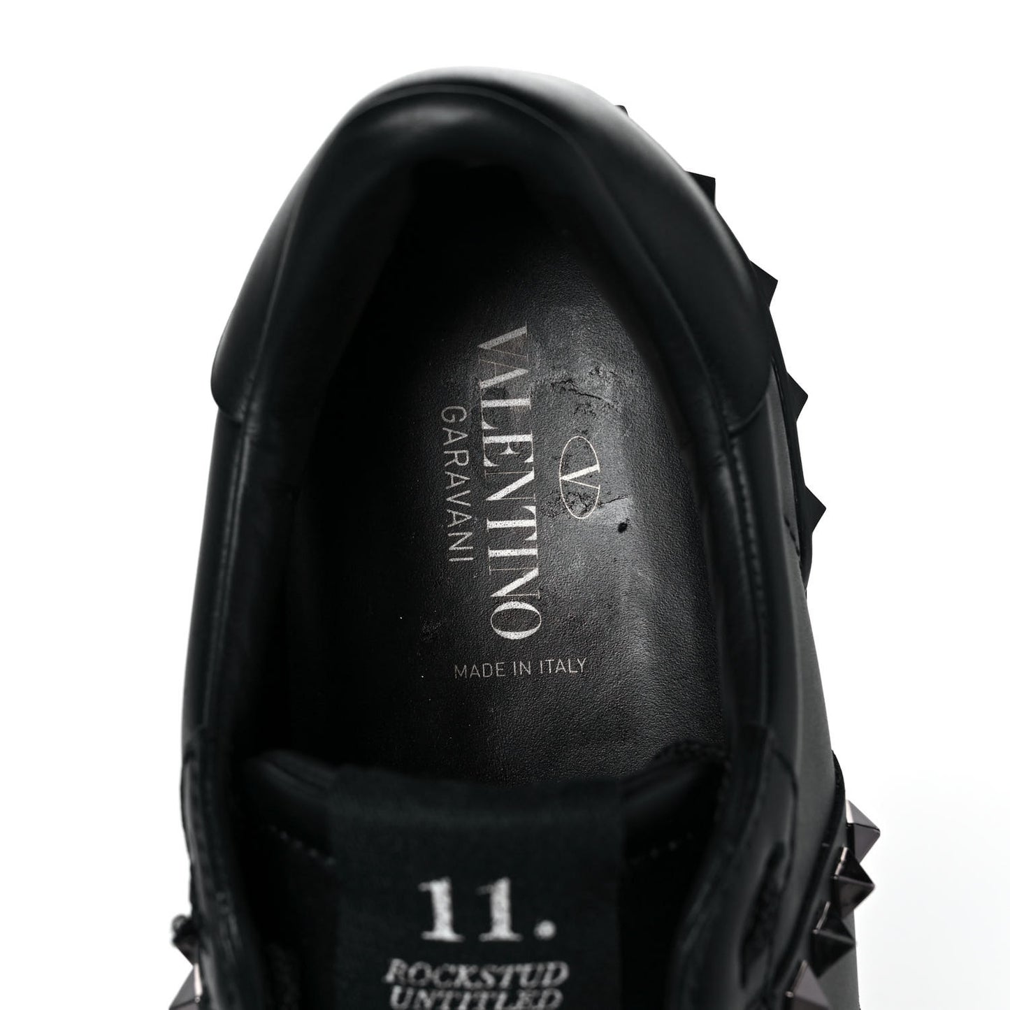 Calfskin Mens Rockstud Untitled Open Sneakers 40.5 Black