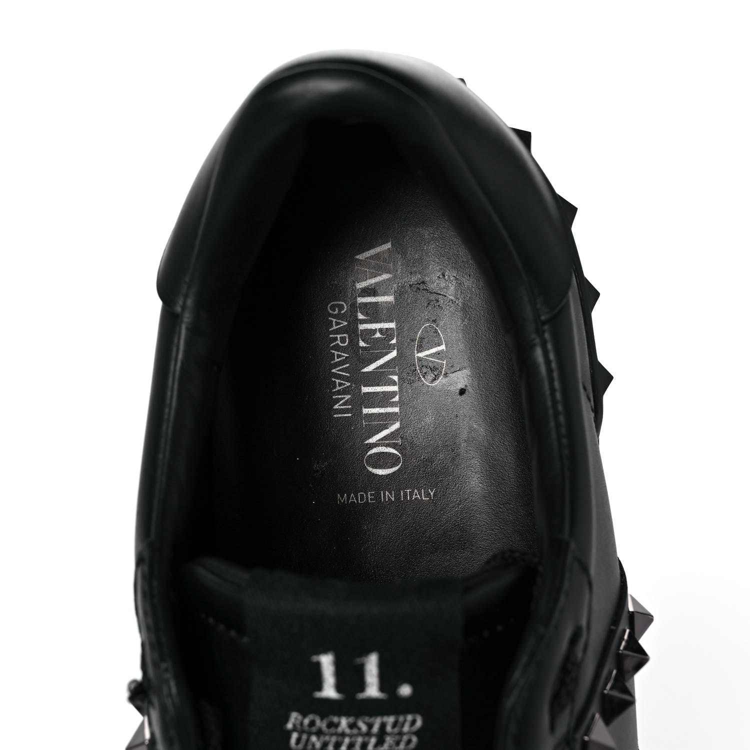 Valentino Garavani Calfskin Mens Rockstud Untitled Open Sneakers 40.5 Black 8 of 9