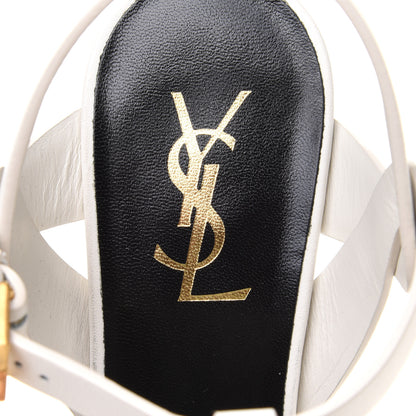 Saint Laurent Calfskin Tribute 75 Platform Sandals 40 White 6 of 12