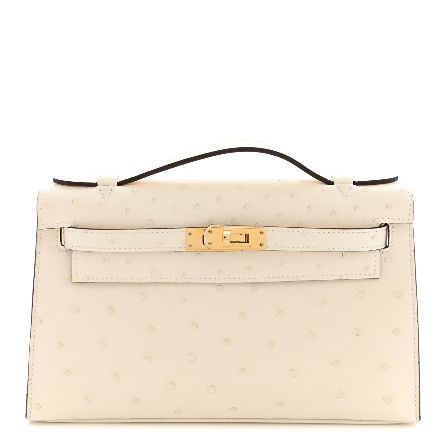 Ostrich Kelly Pochette Clutch Nata