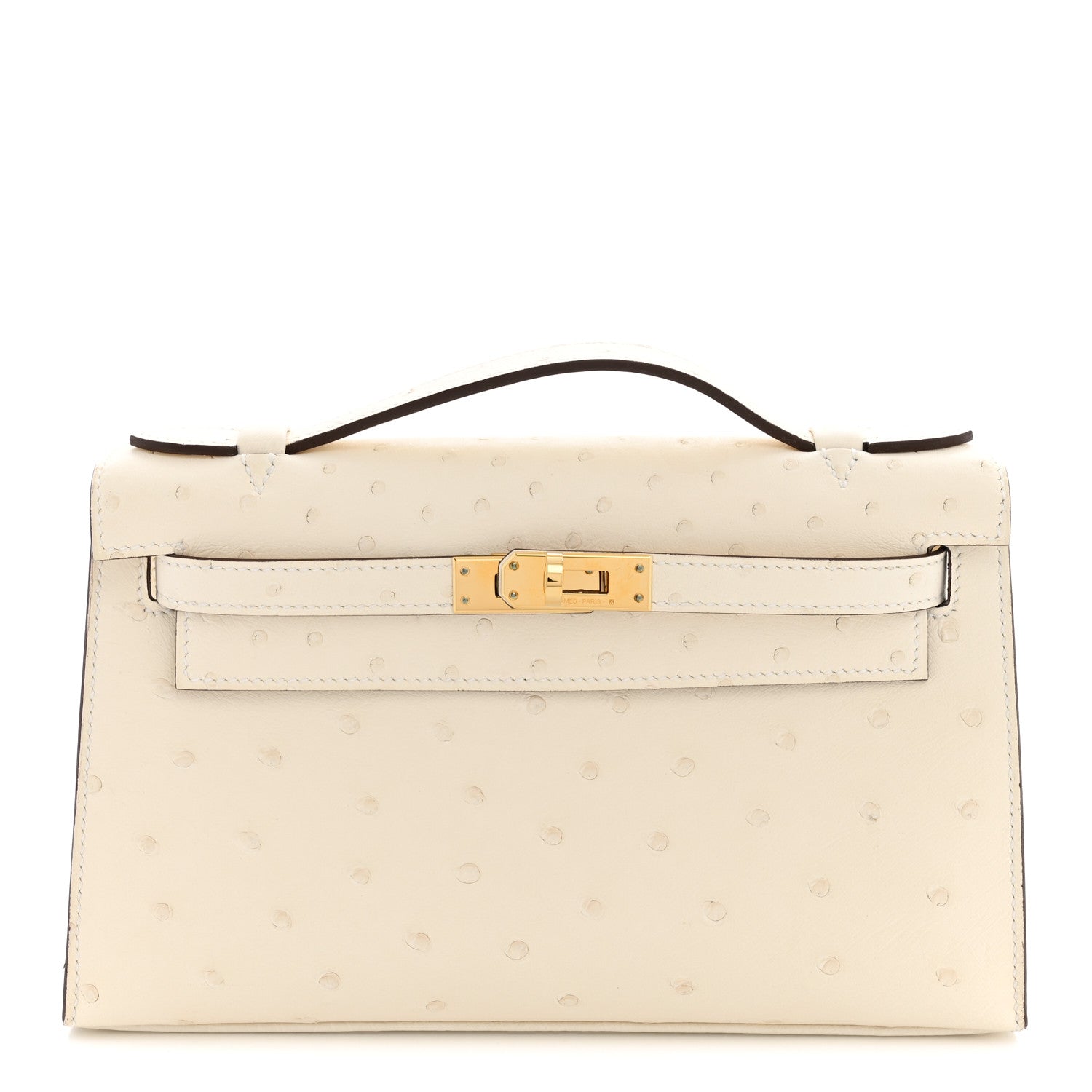 Hermes Ostrich Kelly Pochette Clutch Nata 1 of 12