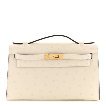 Hermes Ostrich Kelly Pochette Clutch Nata 1 of 12