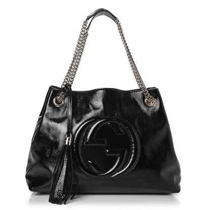 Gucci Patent Medium Soho Chain Shoulder Bag Black 1 of 7