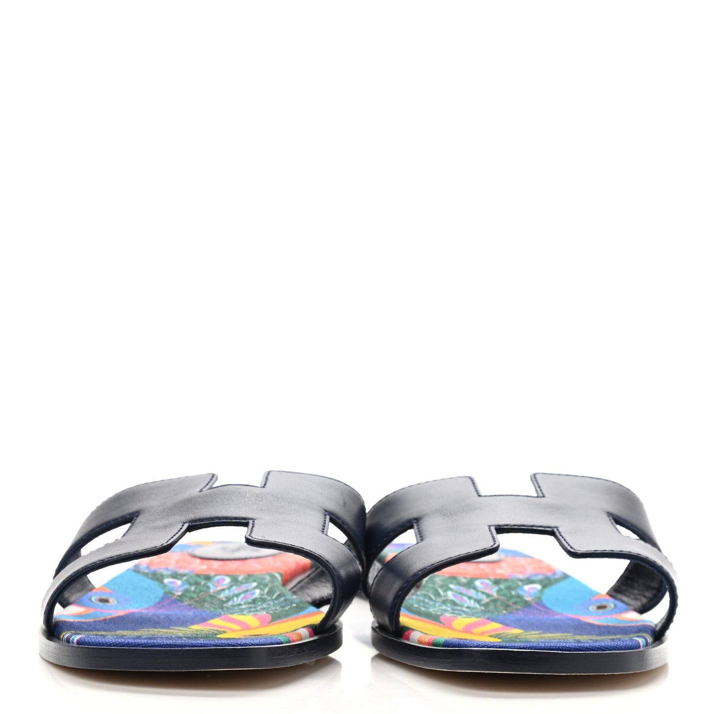 Calfskin Toucans de Paradis Oran Sandals 40 Bleu Indigo