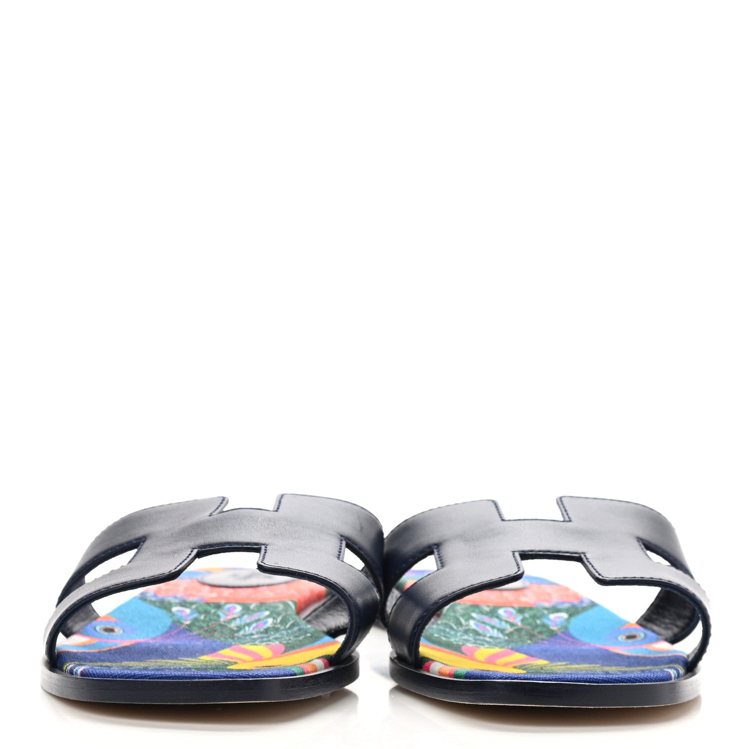 Hermes Calfskin Toucans de Paradis Oran Sandals 40 Bleu Indigo 2 of 9