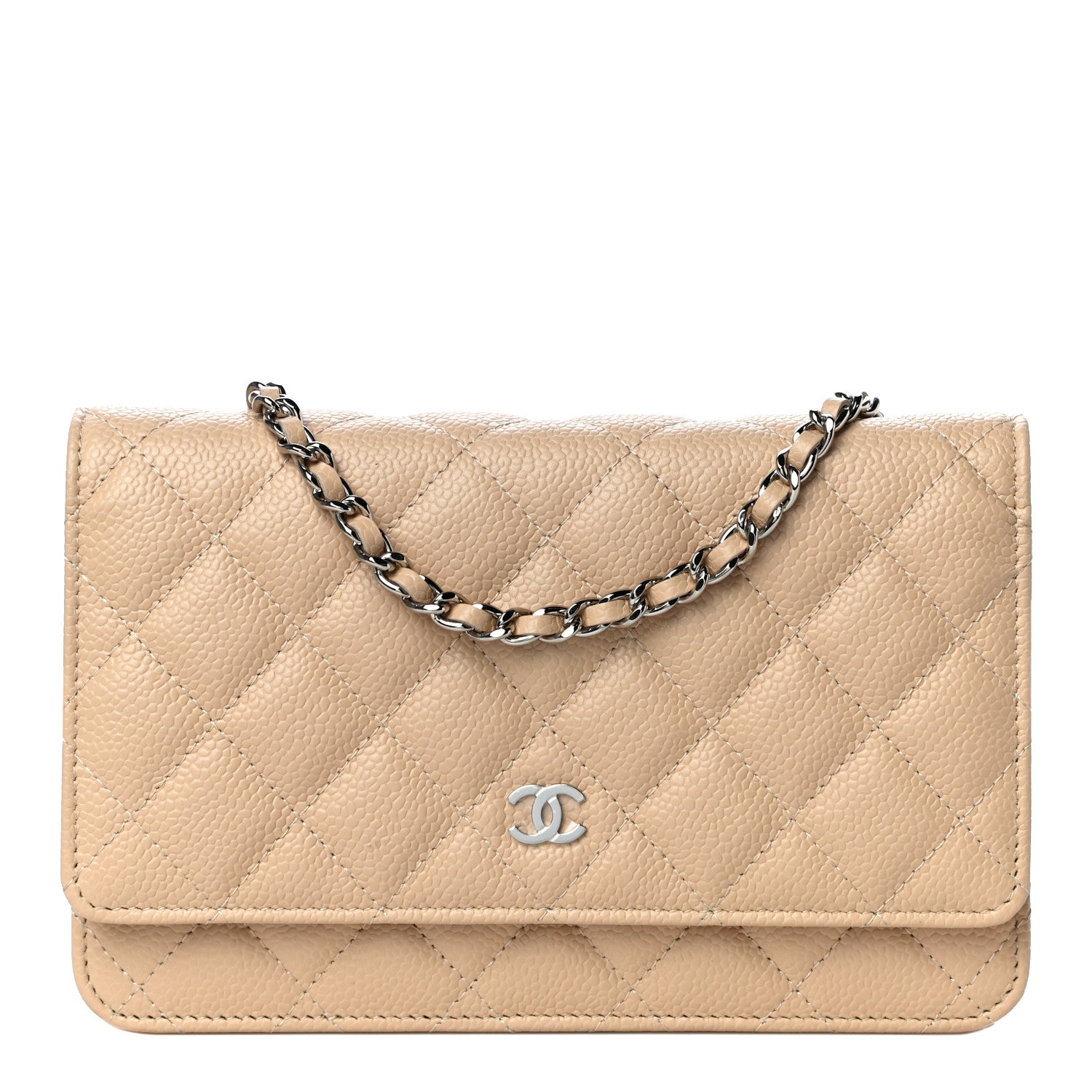 Chanel Caviar Quilted Wallet On Chain WOC Beige 1 of 12