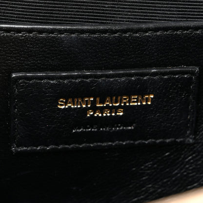 Saint Laurent Grain De Poudre Textured Mixed Matelasse Medium Triquilt Monogram Satchel Dark Beige 6 of 14