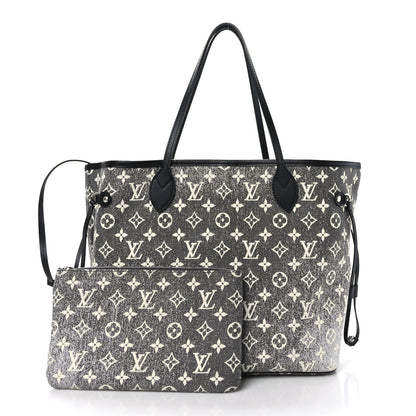 Louis Vuitton Denim Monogram Jacquard Neverfull MM Grey 3 of 9