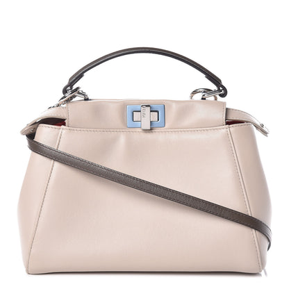 Fendi Nappa Colorblock Mini Peekaboo Iconic Satchel Grigio Polvere Carbone Bloody Mary 1 of 10