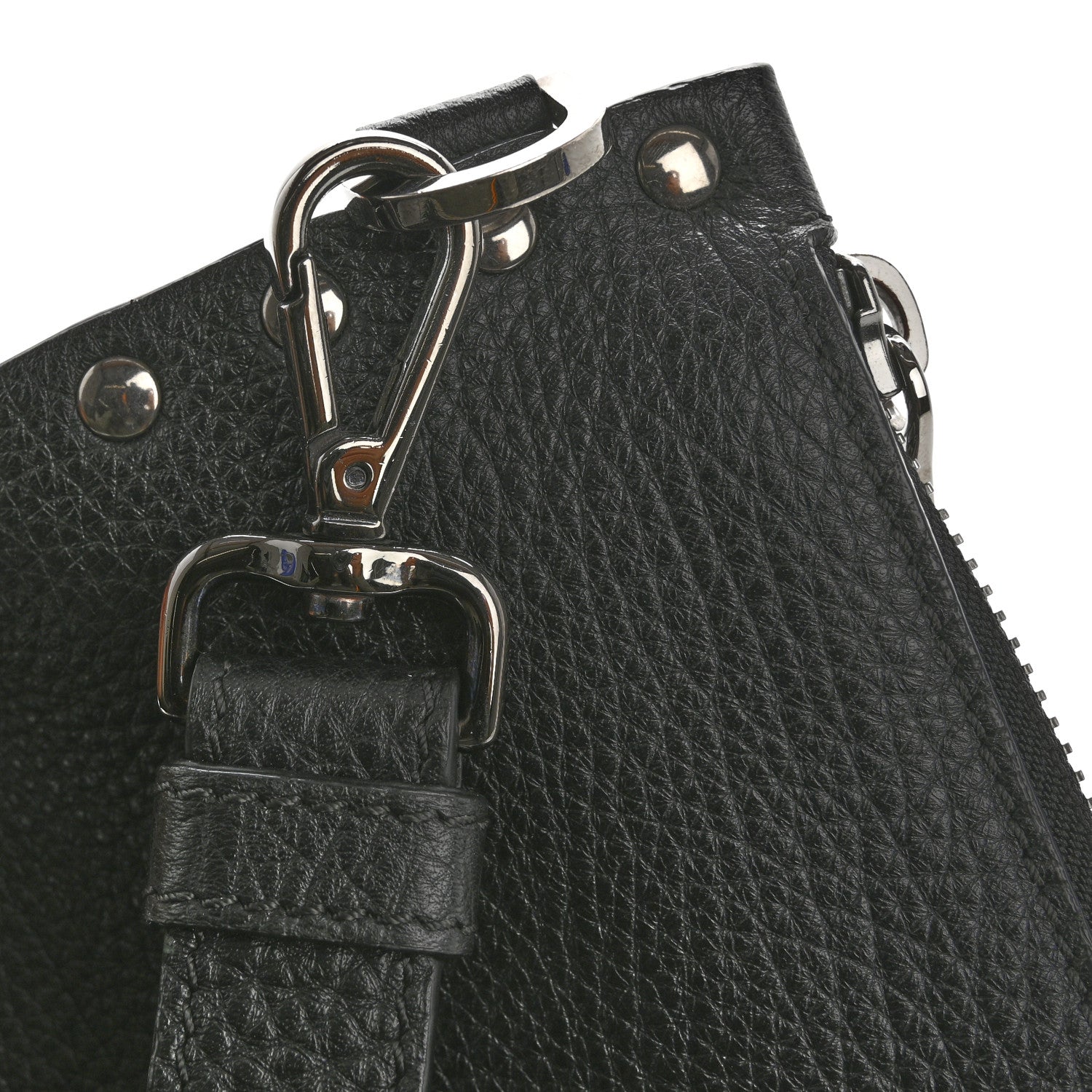 Versace Grained Calfskin Studded Medusa Wristlet Pouch Black 9 of 10