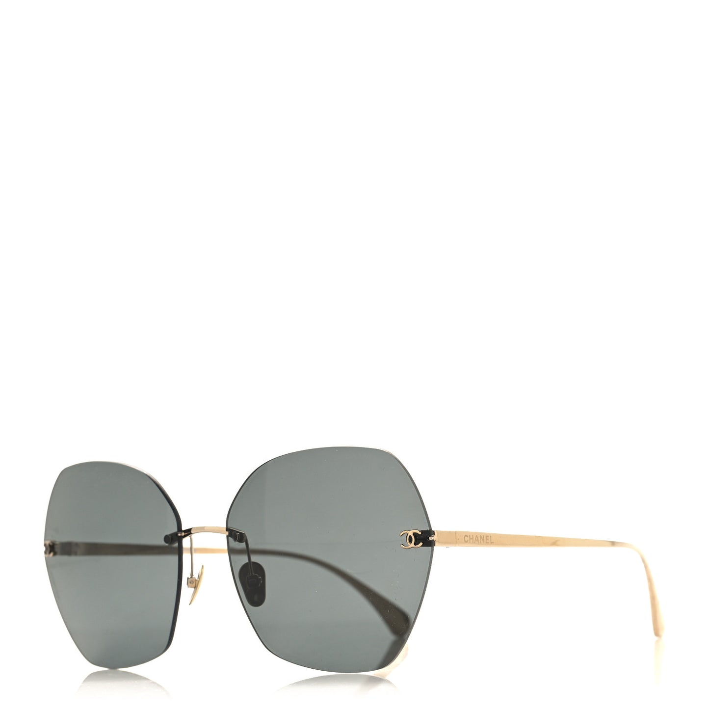 Titanium Rimless Square Sunglasses 4271-T Gold Black