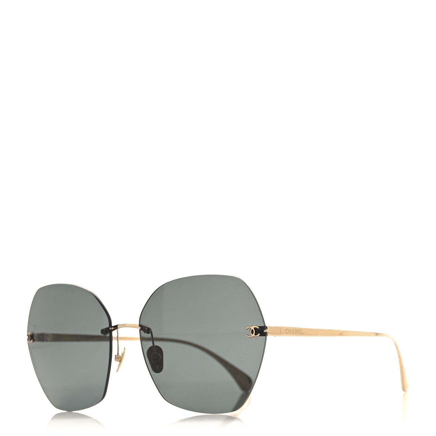 Chanel Titanium Rimless Square Sunglasses 4271-T Gold Black 1 of 7