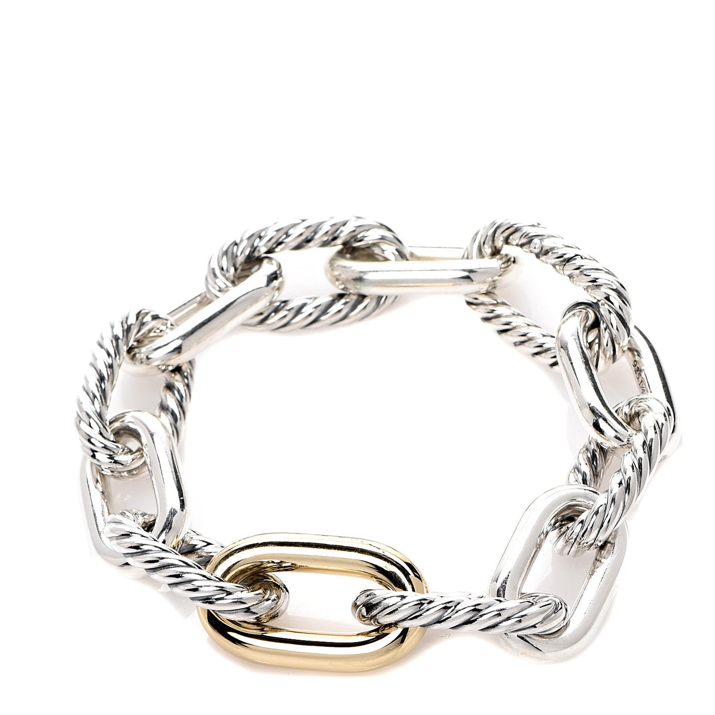 Sterling Silver 18K Yellow Gold 13.5mm Large Madison Cable Link Bracelet