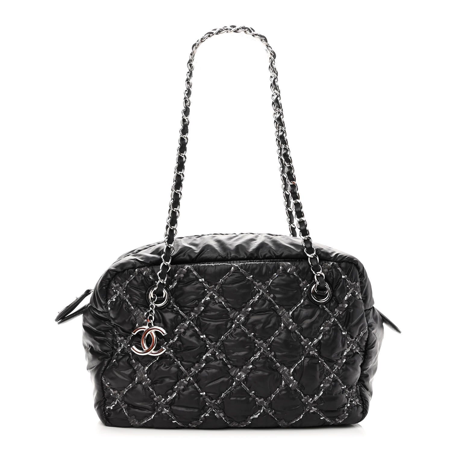 Chanel Nylon Quilted Tweed Stitch Bubble Camera Case Black 1 of 10