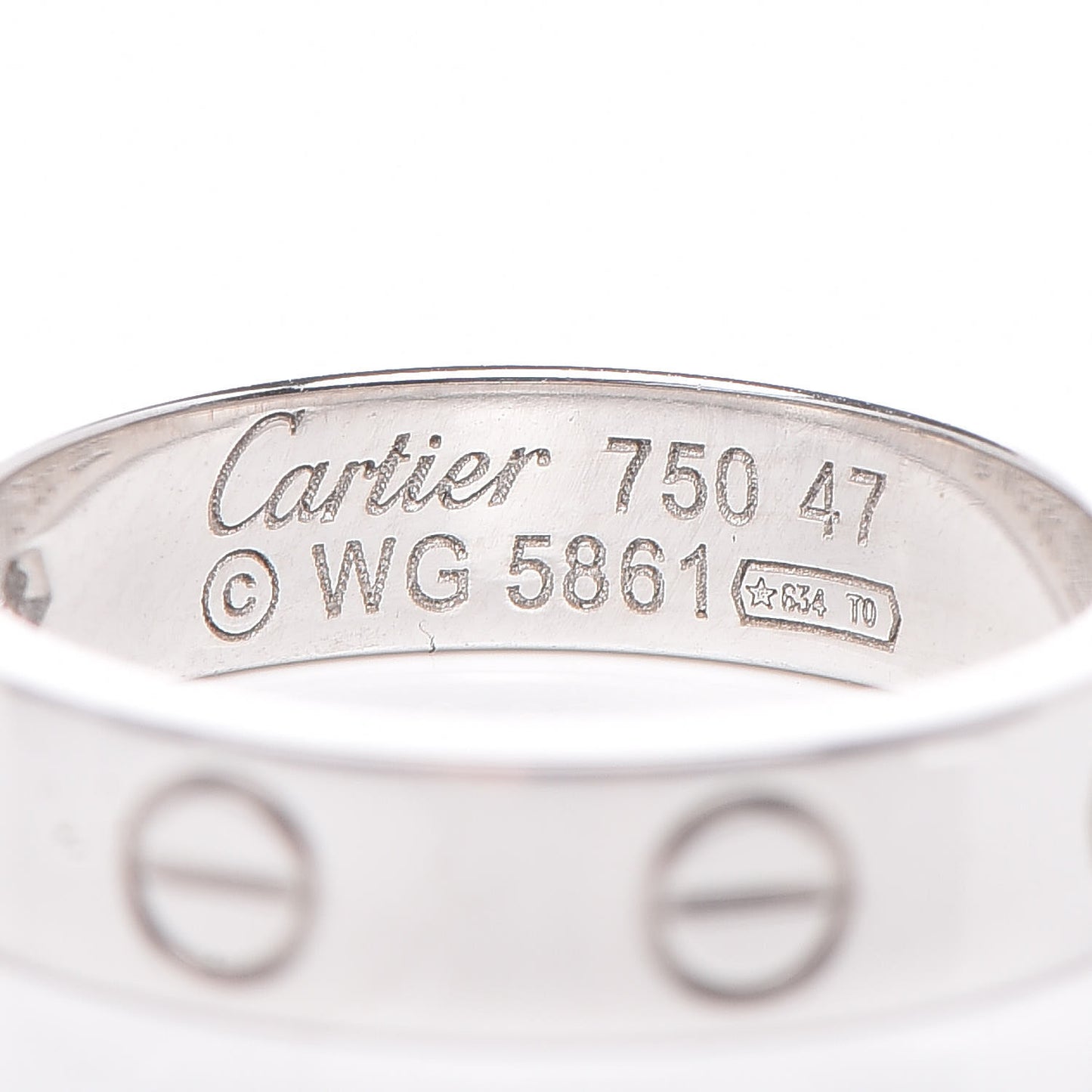 18K White Gold Diamond 4mm LOVE Wedding Band Ring 47 4.25