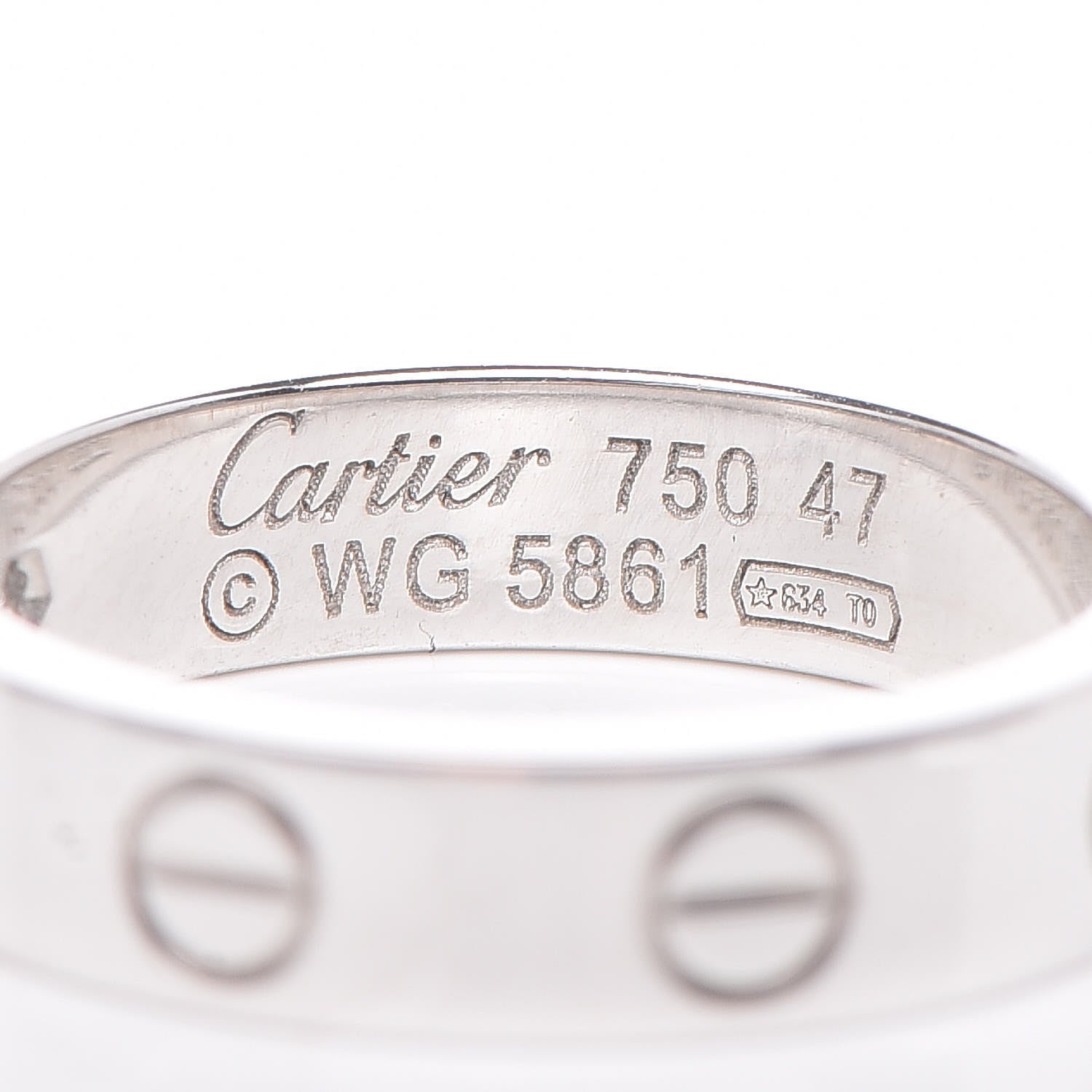Cartier 18K White Gold Diamond 4mm LOVE Wedding Band Ring 47 4.25 4 of 4