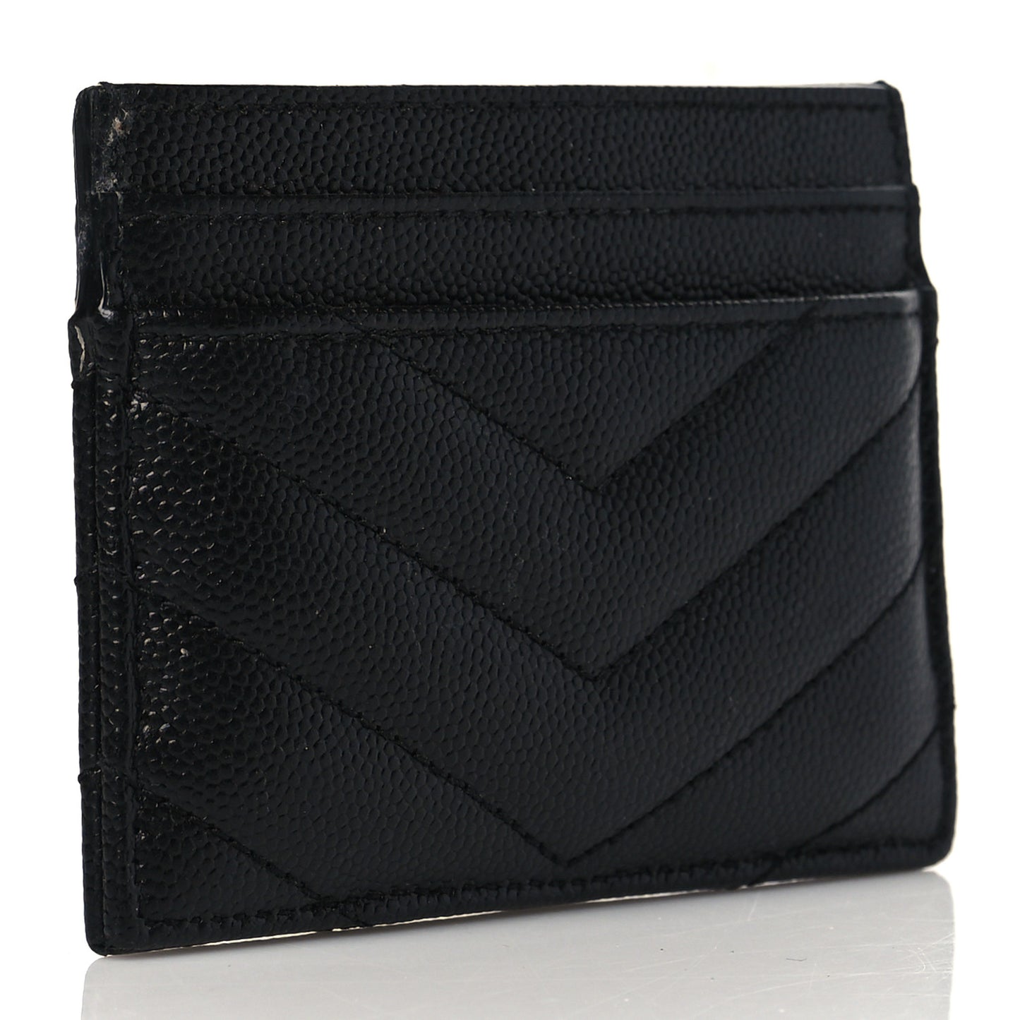 Grain De Poudre Matelasse Chevron Monogram Credit Card Case Black
