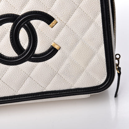 Chanel Caviar Quilted Medium CC Filigree Vanity Case White Black 8 of 11