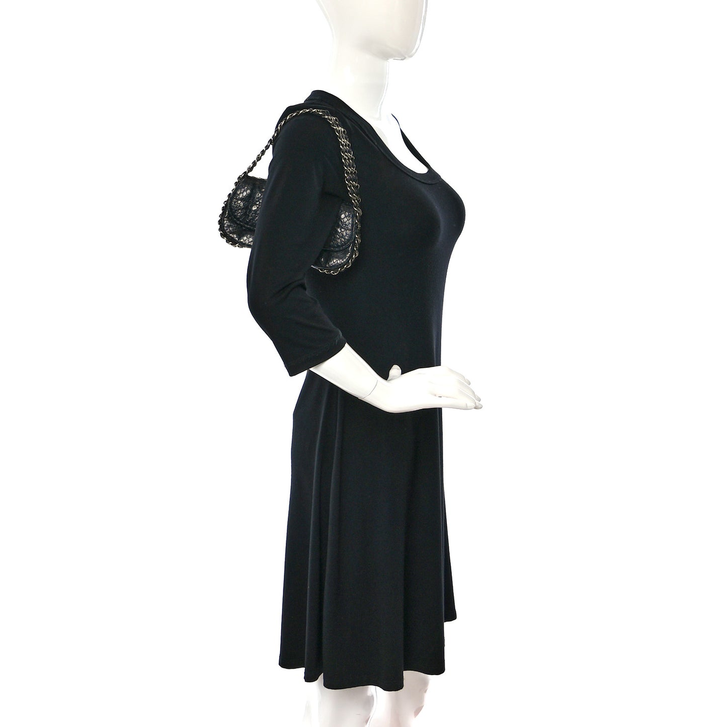 Snakeskin 3 Chain Flap Black