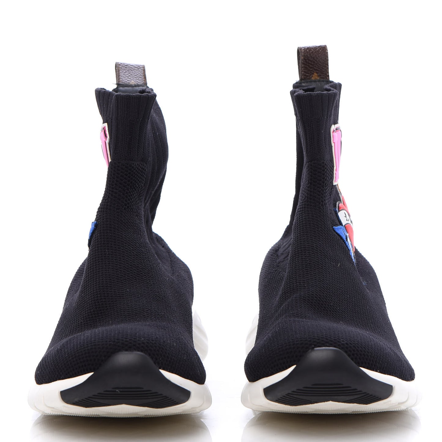 Stretch Fabric LV Black Heart Sock Sneaker 42 Black