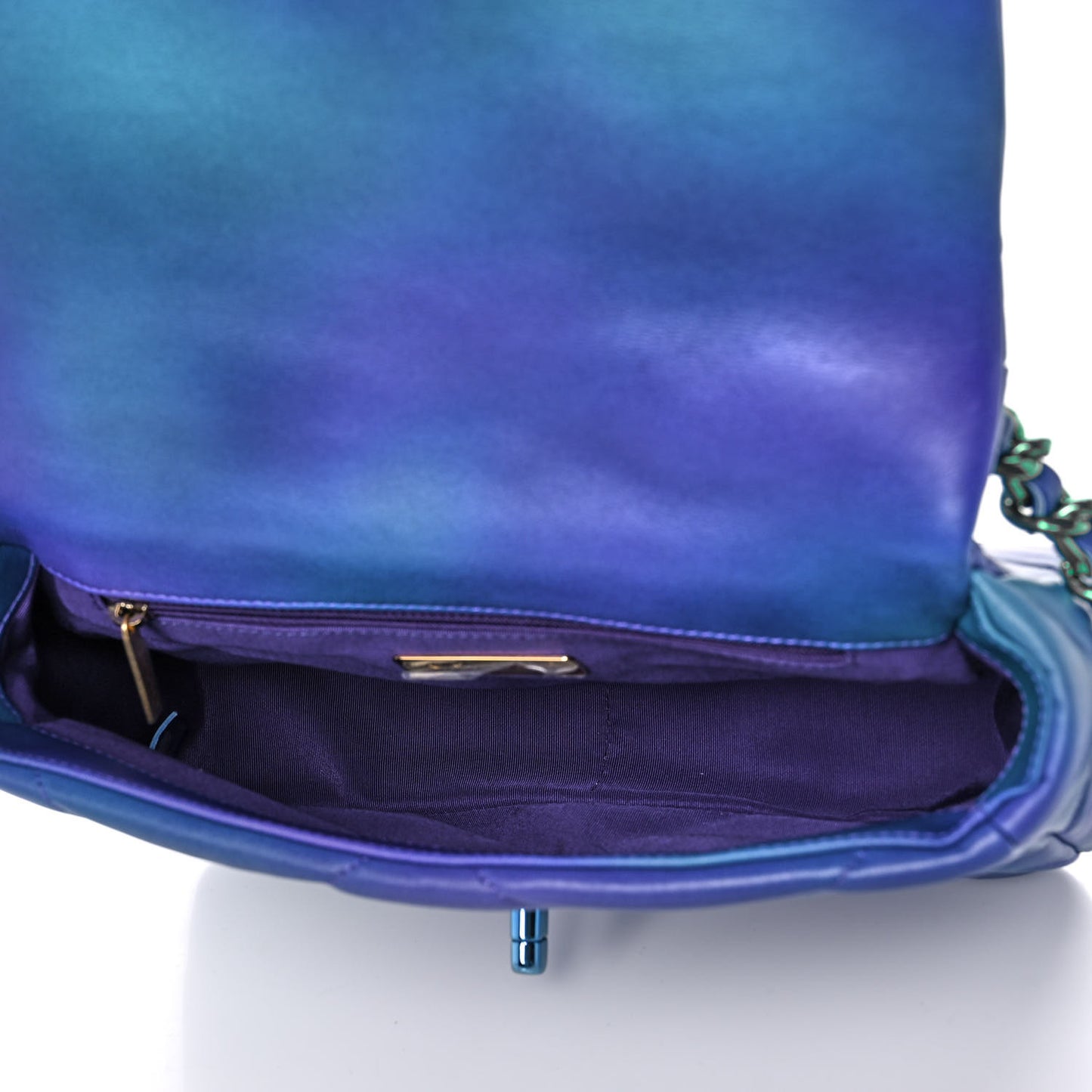 Tie Dye Calfskin Quilted Medium Chanel 19 Flap Blue Purple