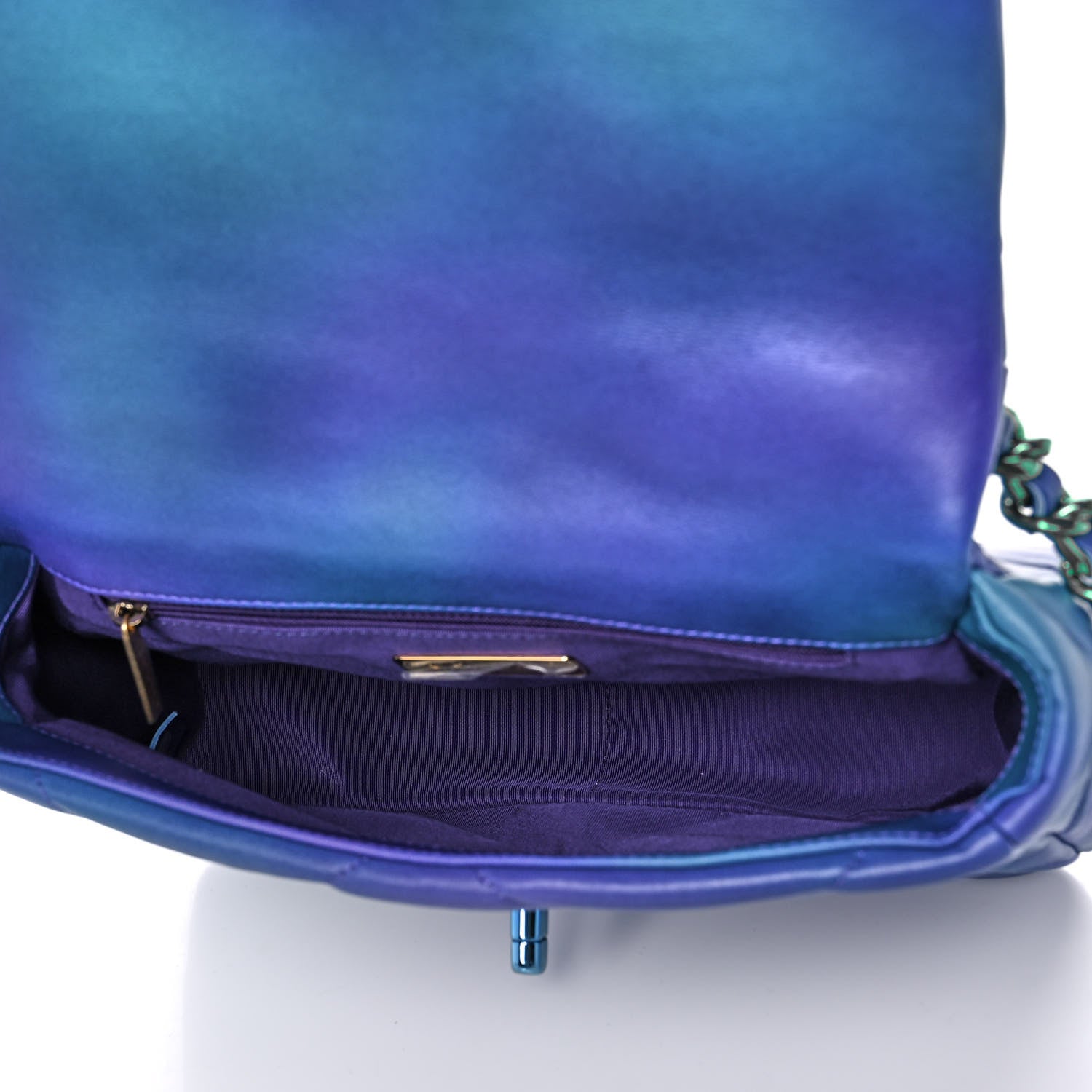 Chanel Tie Dye Calfskin Quilted Medium Chanel 19 Flap Blue Purple 5 of 11