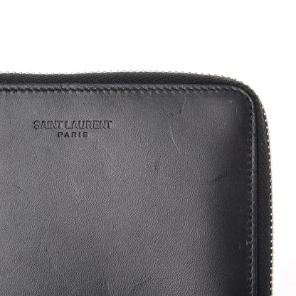 Saint Laurent Mens Calfskin Compact Chain Zip Around Wallet Black 13 of 13